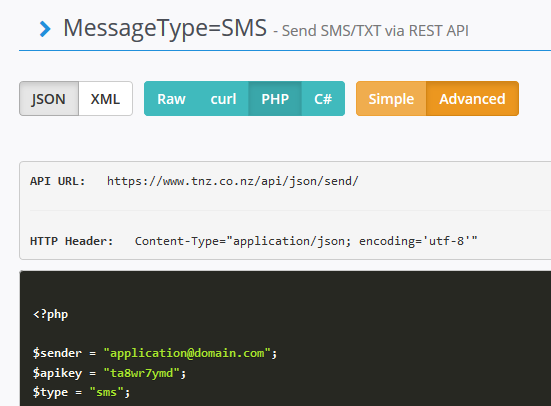API Code Snippets